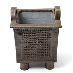 David Lloyd Jones (1928-1994): Salt-glazed Planter, of cubist design, impressed marks to one side, H35cm 