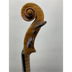 French violin c1900 labelled Guadagnini with 35.5cm two-piece maple back and ribs and spruce top, labelled 'Joannes Baptista Guadagnini Pla Centinus Fecit Mediolani 17**' L59cm overall; in hard carrying case