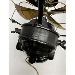 Art Deco cast iron and brass GEC electric table fan, no 214310, H40cm