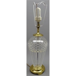  Waterford crystal 'Belline' pattern table lamp on polished brass base with shade, H72cm including shade  