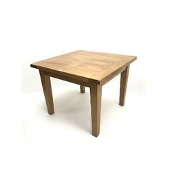Square solid oak dining table, square tapered supports 