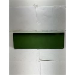 Wills's Woodbine enamel advertising sign, with white and black lettering on a green ground, W73.5cm, H23cm