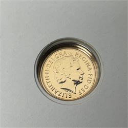 Queen Elizabeth II 2009 gold quarter sovereign coin, housed in a Mercury presentation cover, in Westminster folder with certificate