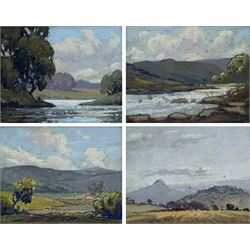Robert Leslie Howey (British 1900-1981): 'Sleights' 'Cleveland' and 'Above High Force' on the River Tees, set of four pastels signed and titled on the mounts 10cm x 12.5cm (4)