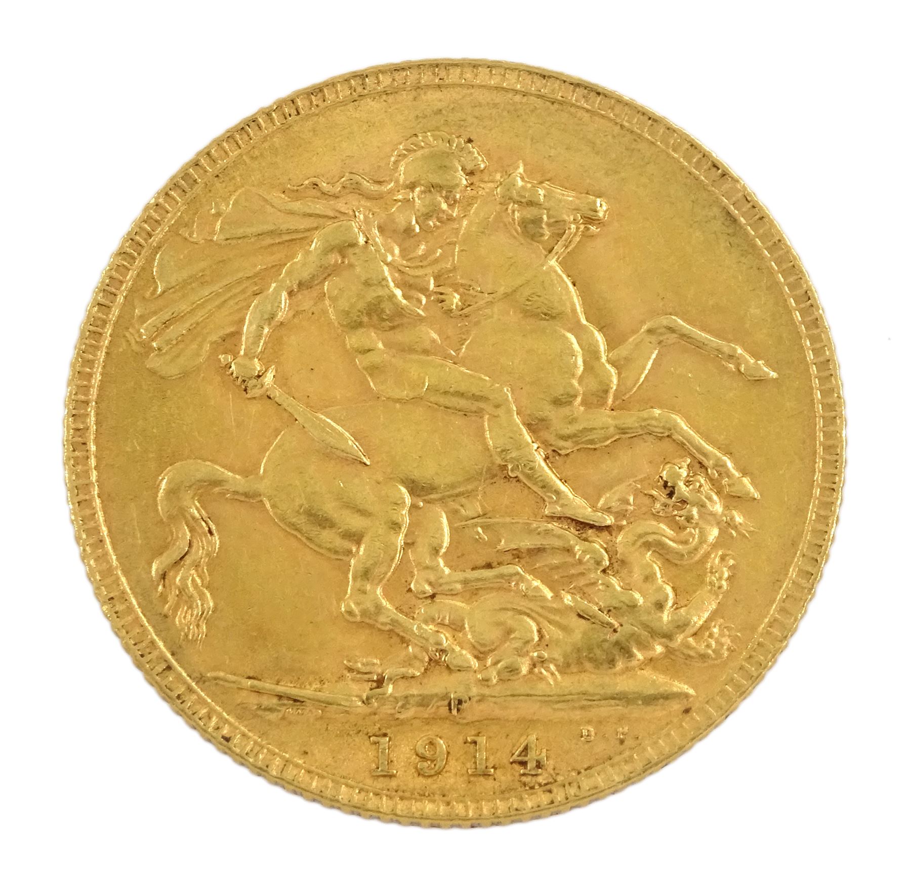 King George V 1914 gold full sovereign coin, Perth mint