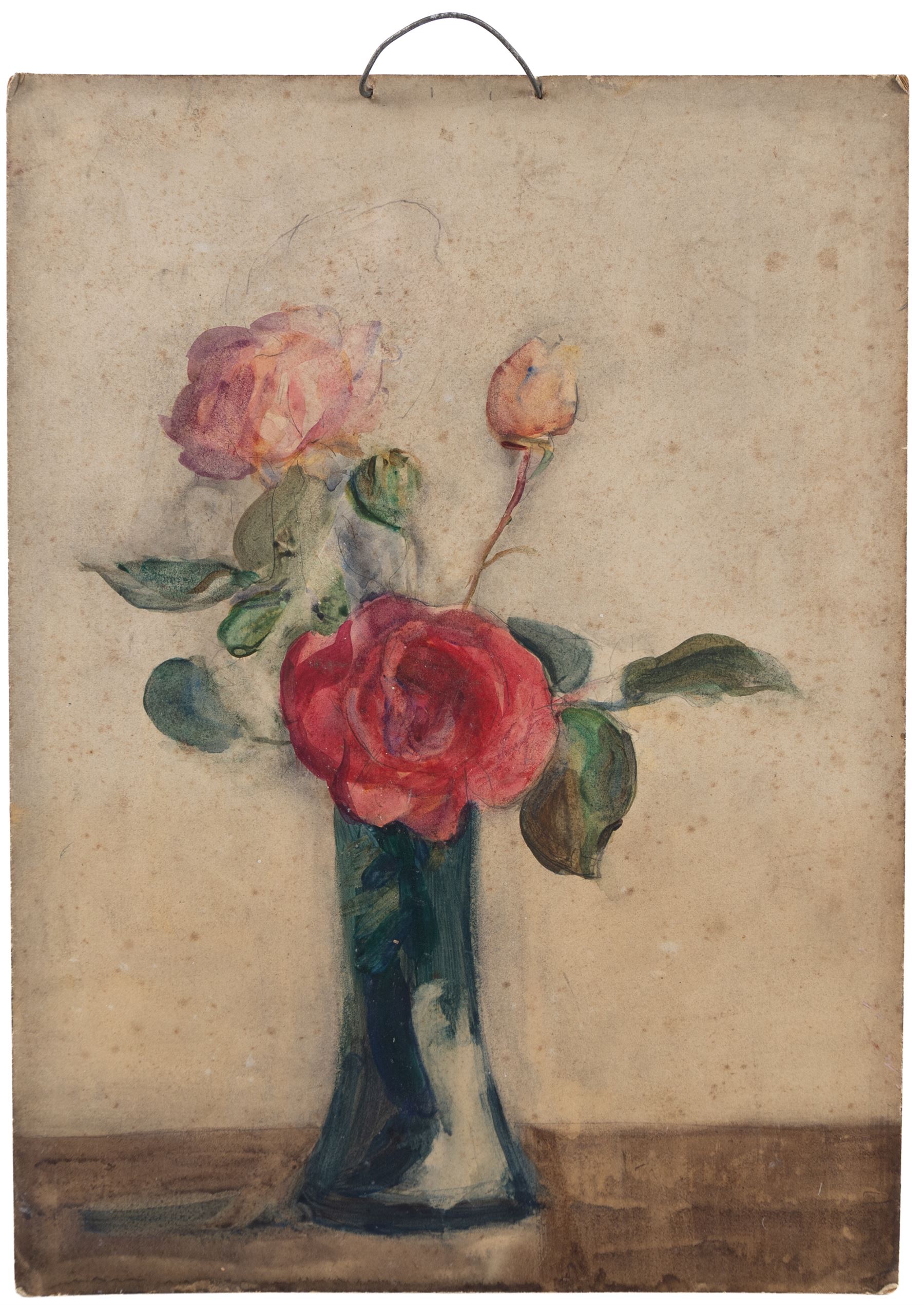 Florence Adelina Hess (Staithes Group 1891-1974): Still Life of Roses, pencil and watercolour unsigned 37cm x 27cm (unframed) 
Provenance: from the collection of Doris Bilbrough (née Sykes), cook to the Hess household in the 1930s, thence by descent through the family.