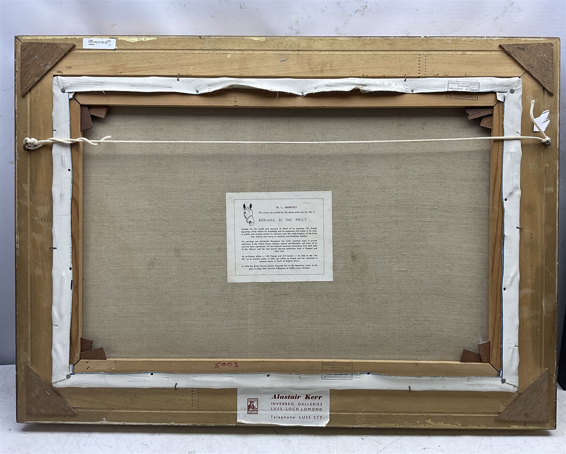 Reginald Llewellyn Harvey (British 1888-1973): 'Arriving at the Meet', oil on canvas signed, titled on label verso 49cm x 74cm 