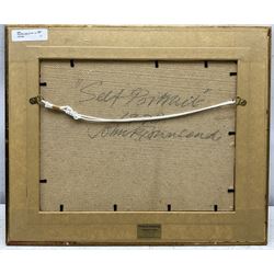 John Richard Townsend (British 1930-): 'Self Portrait' on the Beach, oil on board signed with monogram, titled and dated 1978 verso 22cm x 29cm