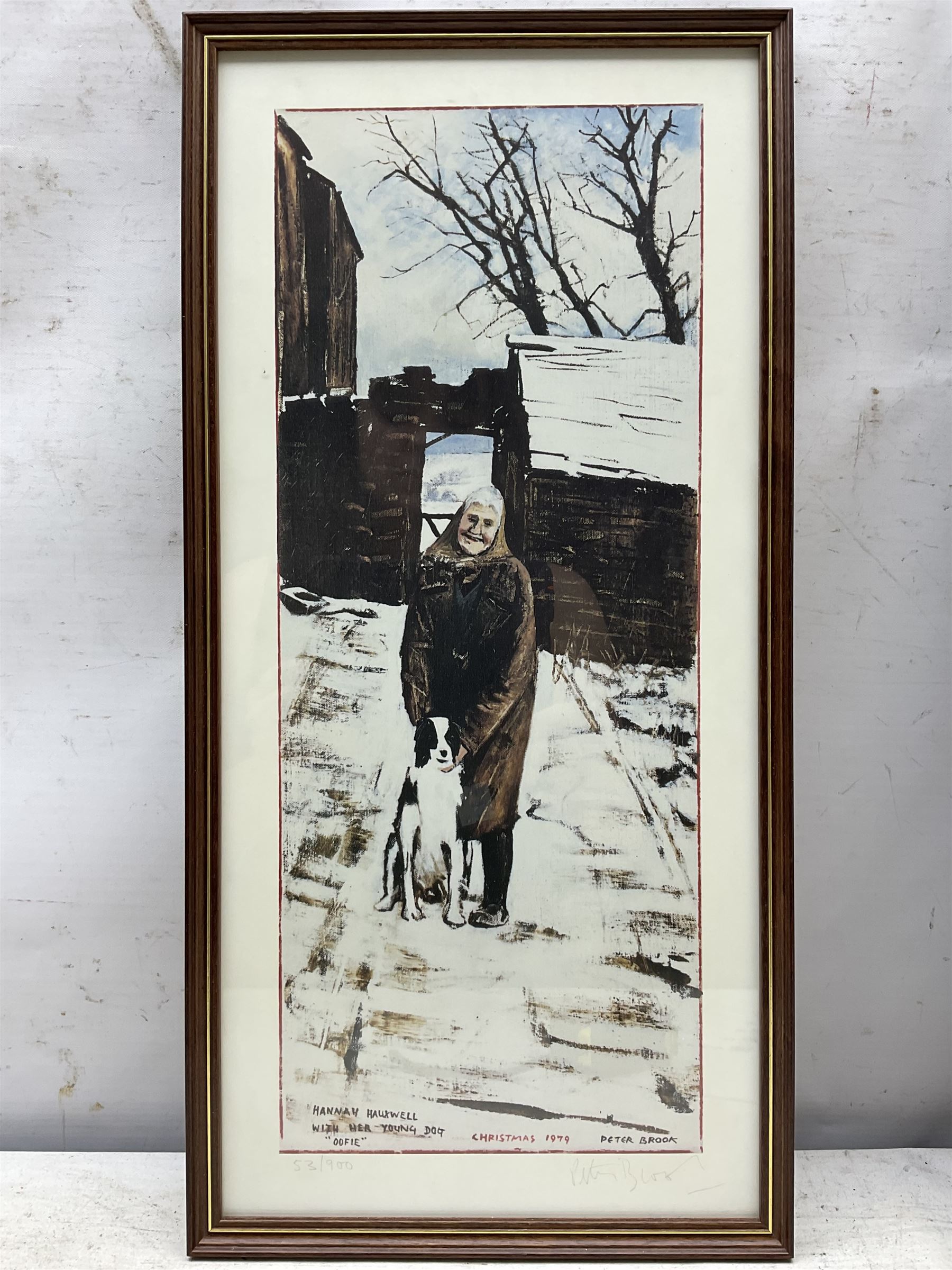 Peter Brook (Northern British 1927-2009): 'Hannah Hauxwell with her Young Dog' and 'Hannah Hauxwell Waving Goodbye', two limited edition prints signed and numbered in pencil max 34cm x 57cm (2)