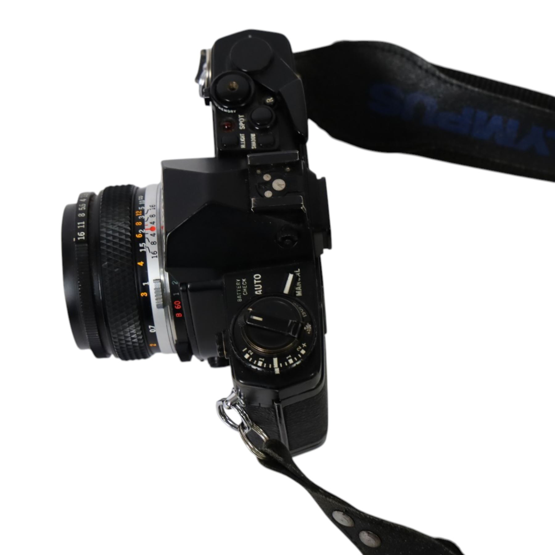 Olympus OM4 camera body, serial no. 1018238, with an Olympus OM-System Zuiko Auto-S 50mm 1:1.8 lens