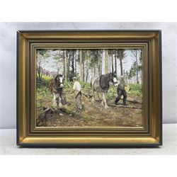 Elaine Broadley  (Yorkshire 20th Century): 'Good Day's Work', oil on canvas signed, titled and dated 1986 verso, with Yorkshire Artists Exhibition catalogue 29cm x 39cm 