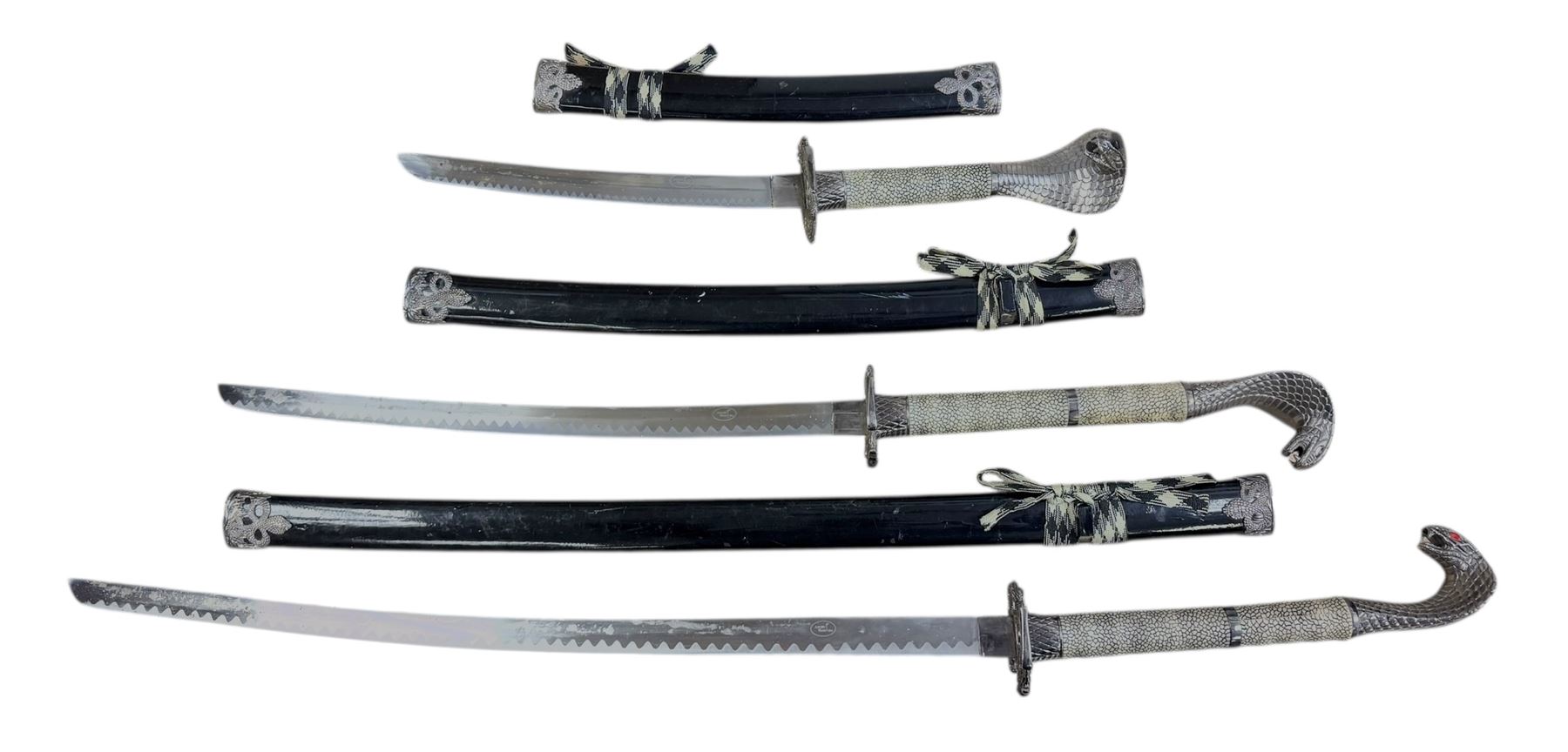 Set of three Ancient Warrior decorative swords, largest L106cm