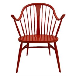 Ercol - red painted easy chair 