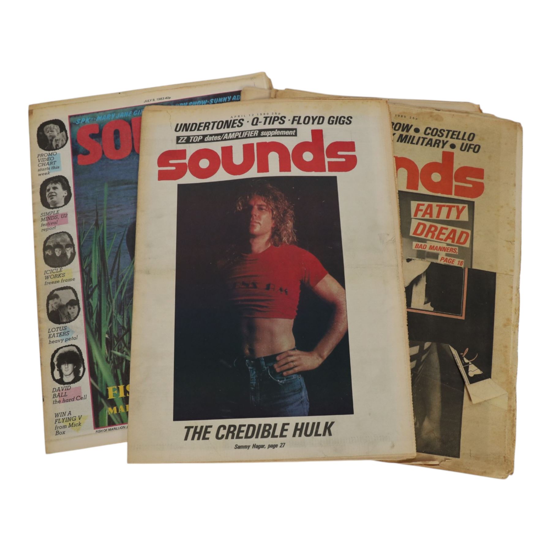 1980s 'Sounds' music magazines, approximately two-hundred and seventy spanning the years 1980-1986