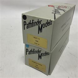 Pathfinder Models - two 1:43 scale model cars comprising Riley 1.5 1958 PFM14 with certificate of authenticity no.571/600 and Sunbeam Rapier 1962 PFM15; both in original boxes  
