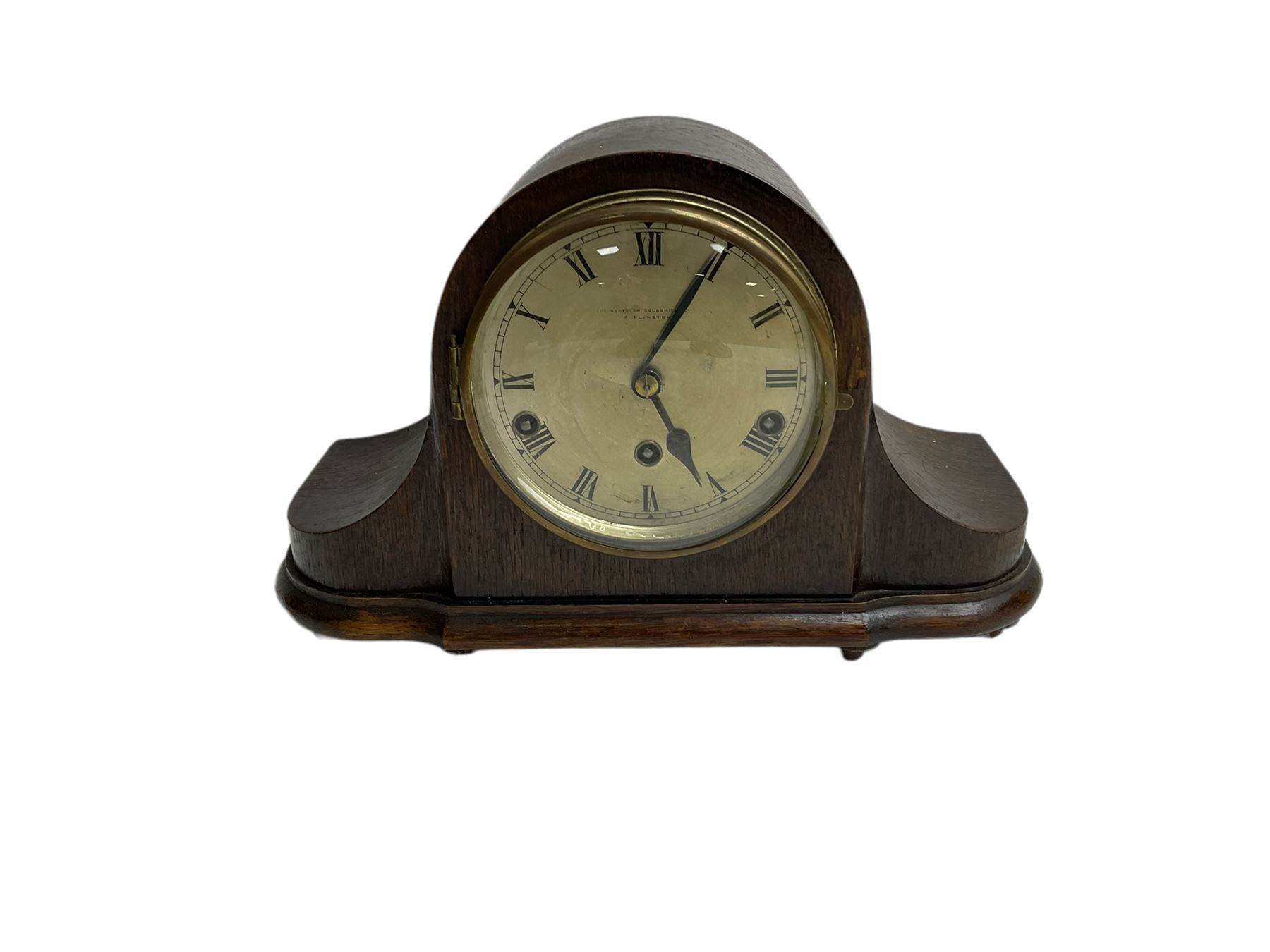 Three oak cased 1950’s spring driven striking mantle clocks and a 1930