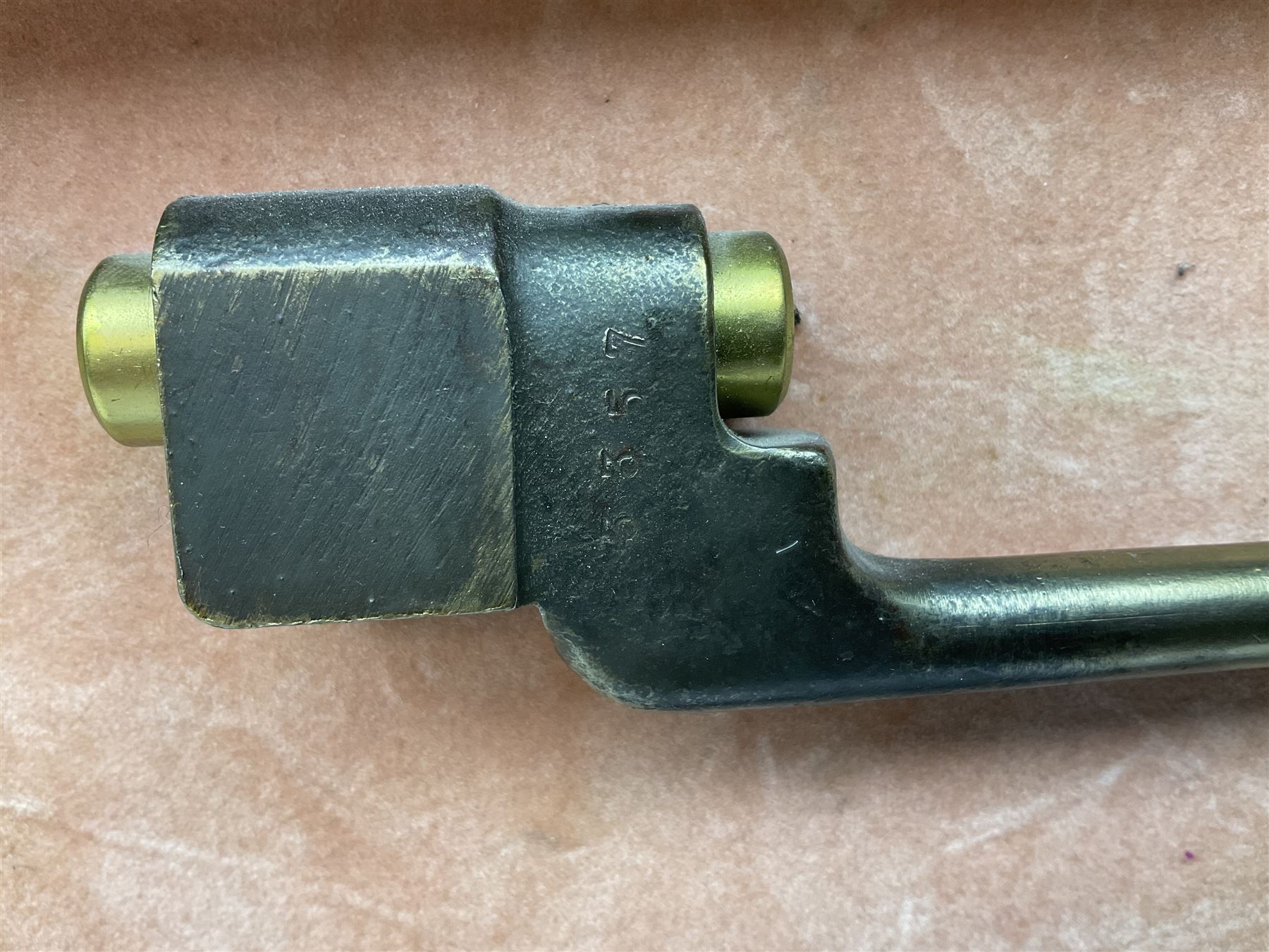 WW2 Lee Enfield No.4 Mk.1 .303 bolt-action rifle with hinged butt compartment, made by SA Ltd., Long Branch, Canada 1942, serial no.5L0646 L113cm; mounted on a framed display board with No.4 Mk.II spike bayonet, No.9 Mk.1 blade bayonet, two inert 5-round clips and brass biographical plaque by Antler Military Originals detailing DA Cert No.C3444 OLD STYLE DEACTIVATION SO FIREARMS CERTIFICATE REQUIRED OR RFD