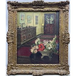 Herbert Davis Richter (British 1874-1955): Flowers in an Interior, oil on canvas signed 50cm x 40cm