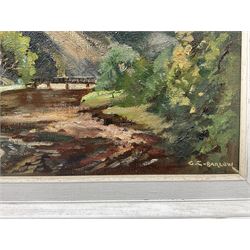 Gordon Clifford Barlow (British 1913-2005):  'Early Autumn - Bolton Abbey', oil on board 29cm x 39cm 