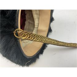 Mid 20th century 14th Hussars officer's busby marked 'Christys London' size 6 7/8