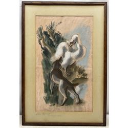 Hans Feibusch (German 1898-1998): 'Dog and Goose Sketch', pastel signed and dated '36, 57cm x 34cm 