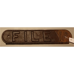  Cast-iron 'Filey' railway type sign, L55.5cm  