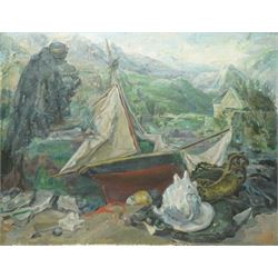 Ronald Morton (British 1918-): 'The Haven', oil on canvas laid on board, titled and inscri...