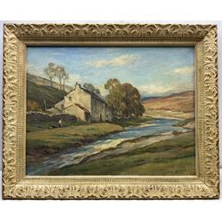 Owen Bowen (Staithes Group 1873-1967): New House Farm 'Langstrothdale - Upper Wharfedale', oil on canvas signed, titled verso 50cm x 65cm