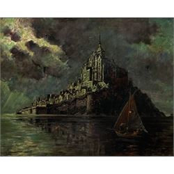 Louis Béroud (French 1852-1930): Mont St. Michel by Moonlight, oil on canvas signed and dated 1902, 41cm x 51cm
Provenance: Osenat, Paris, November 2013 Lot 98
