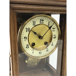 Late 19th century walnut cased mantle clock, twin train driven movement striking the hours and half on coil, H30cm (with pendulum)