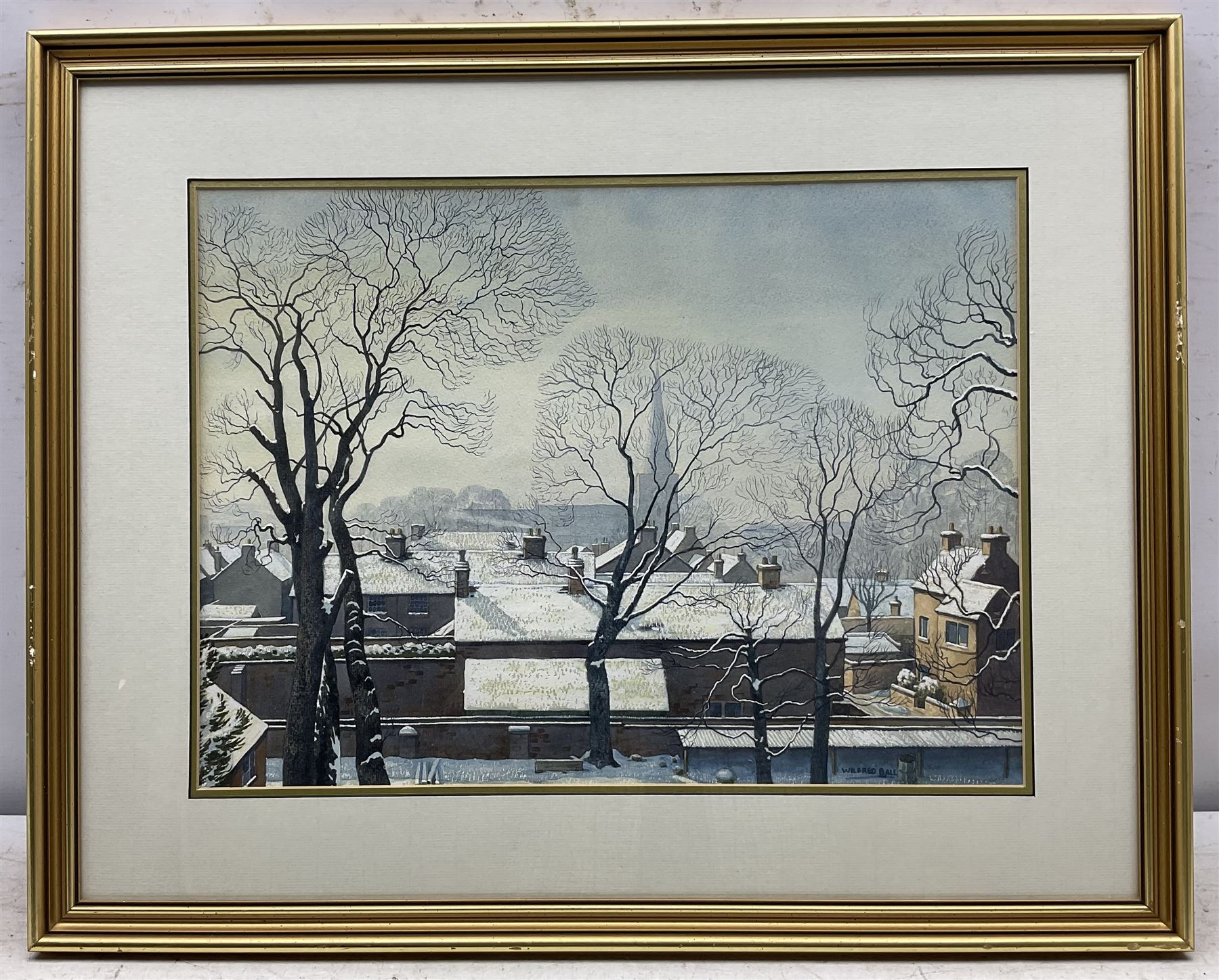 Wilfred Ball (British 1917-2000): 'Church Farm - Dale Abbey' and A Winter Townscape, two watercolours signed, one titled verso 34cm x 50cm (2)