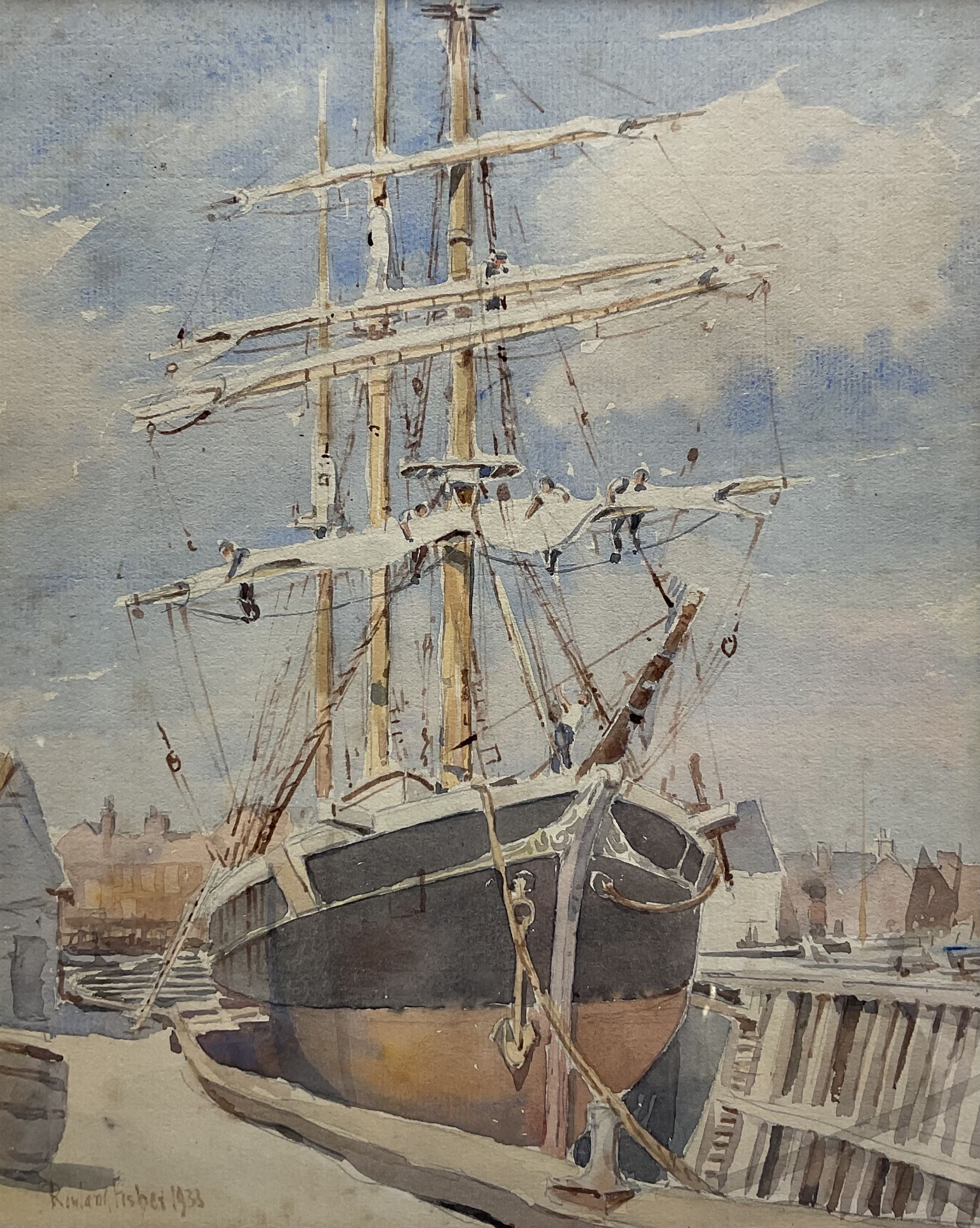 Rowland Fisher (British 1896-1976): 'Sigyn in Dock', watercolour signed and dated 1933, inscribed verso 26cm x 20cm