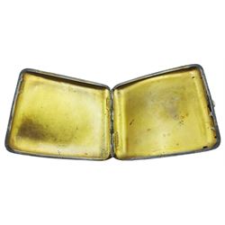 Edwardian silver cigarette case, of rounded rectangular form with engraved scrolling foliate decoration and central panel with monogram, hallmarked S Blanckensee & Son Ltd, Birmingham 1907, H8.5cm W9cm, approximate weight 3.22 ozt (100.3 grams)