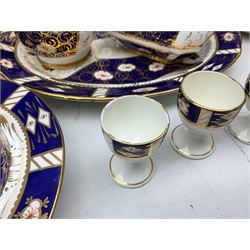 Kensington Fine Art 19th century Imari pattern tea wares, to include teapot, jug, teacups, saucers, oval platters, bowl etc