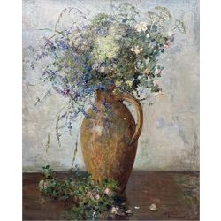 Frederic William Jackson (Staithes Group 1859-1918): Still Life Flowers in a Stone Vase, oil on canvas signed 73cm x 60cm
Provenance: with Richard Green, New Bond Street, London, Stock No.RH717