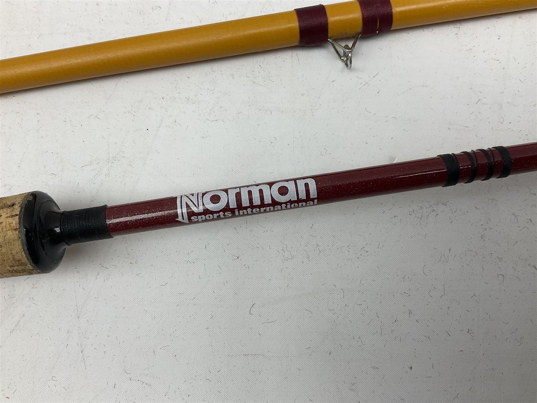 Quantity of fly and sea fishing rods and accessories, to include Shakespeare Boat 210 rod, Daiwa rod and others, and Guang Zhao FLD9000 course fishing reel, Beachmaster 7000FD, Rimfly II amd Penn Super Mariner, tackle etc