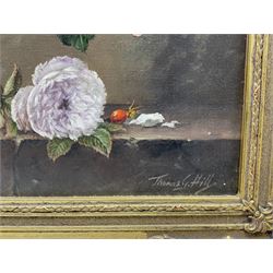 Thomas G Hill (British 20th Century): Still Life of Flowers in a Vase, oil on canvas signed 59cm x 49cm 