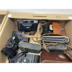 Large collection of cameras to include folding and SLR examples, including Rank Aldis, Agfa, Yashica, etc