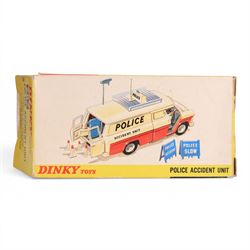 Corgi Toys no. 464 Commer County Police Van, with blue metallic body, County Police sticker to either side and red interior, together with a Dinky Toys no. 287 Police Accident Unit, both boxed