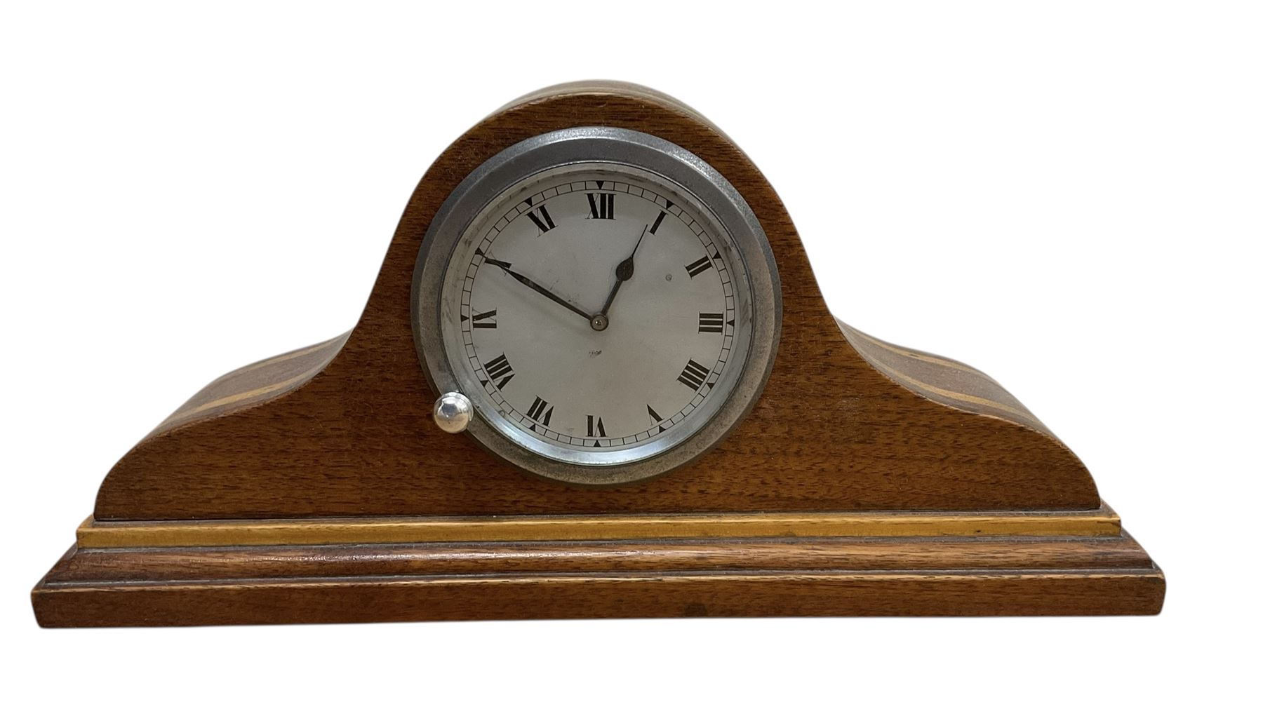 Early 20th century French carriage clock and a 20th century mounted barometer and thermometer, with a 20th century automobile clock inserted in a later mahogany case.