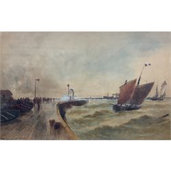 Thomas Bush Hardy (British 1842-1897): 'The Mouth of the Harbour', watercolour signed and titled 63cm x 98cm