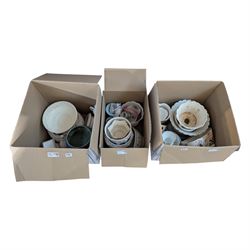Three boxes of mixed porcelain planters, pots, jardenieres, stands, etc Provenance: from t...
