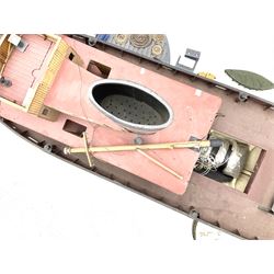 Large model of the tugboat 'Dhulia' on a wooden stand L144cm, together with a box of additional parts and plans