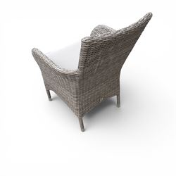 LG Outdoor - rattan bistro set, comprising two armchairs and table with tempered glass top