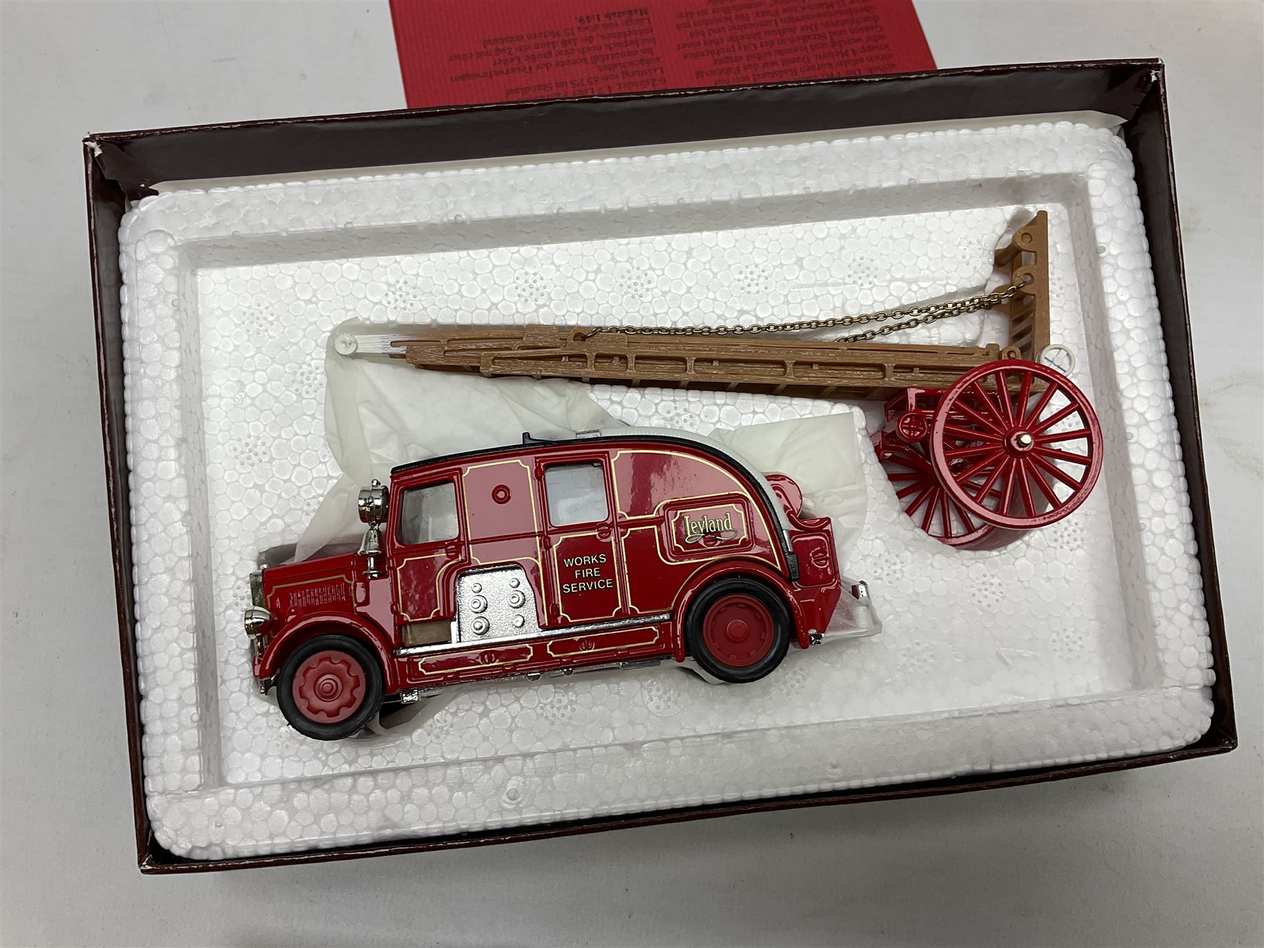 Matchbox - 1929 Scammell 100 ton truck with GER 2-4-0 locomotive; 1936 Leyland Cub Fire-Engine; five Models of Yesteryear; six Dinky Collection vehicles; and Matchbox reference book; together with three Atlas Eddie Stobart vehicles; and three Lledo promotional models; all boxed 