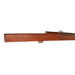  Indian matchlock jezail from the Royal Jaigarh Fort, Jaipur, the plain 69 inch barrel with flared muzzle, stamped to breech 'JPR/EXR/2/3808' on a full wooden stock, overall length 239cm, together with certificate of authenticity on Rajmahal Palace Office headed paper, dated 11th March 1978