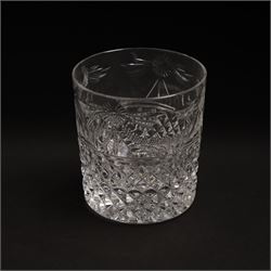  Suite of Stuart crystal Beaconsfield pattern table glass, comprising 6 claret glasses, 6 white wine glasses, 6 dessert wine glasses, 6 brandy balloons, 6 champagne flutes, and 9 whisky glasses