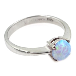  9ct white gold single stone opal ring, hallmarked  