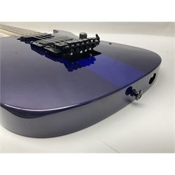 2015 Japanese Caparison Dellinger Prominence hand made boutique rock guitar in spectrum blue with clock inlays and Scaller tremolo; serial no.3200018; L100cm; in fitted case with certificate, registration card, tools etc