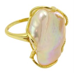 Silver-gilt Baroque pearl ring, stamped S925